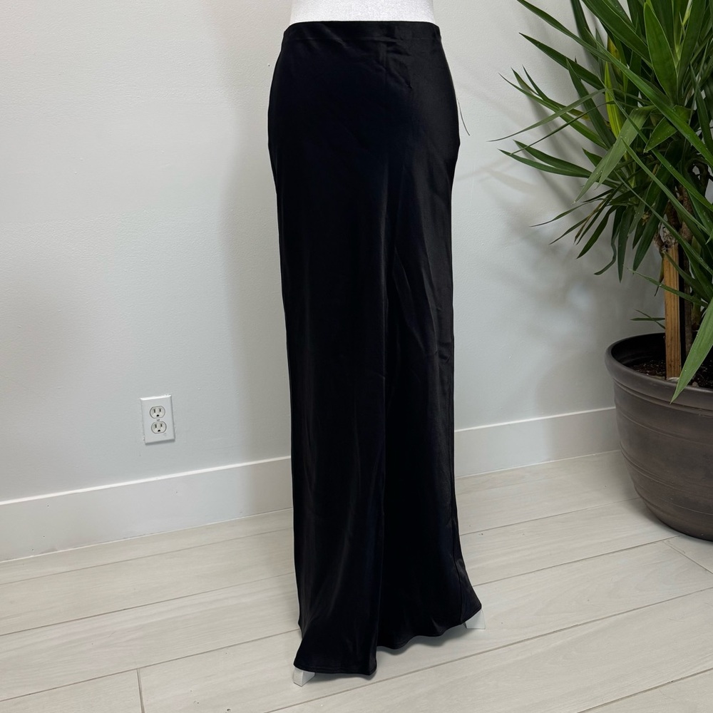 Anthropologie Tilda Black Silky Maxi Slip Skirt NWT XS A-Line Sleek Flowy - Picture 6 of 7